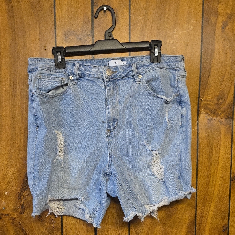 Rue+ Light Blue Distressed Jean Shorts